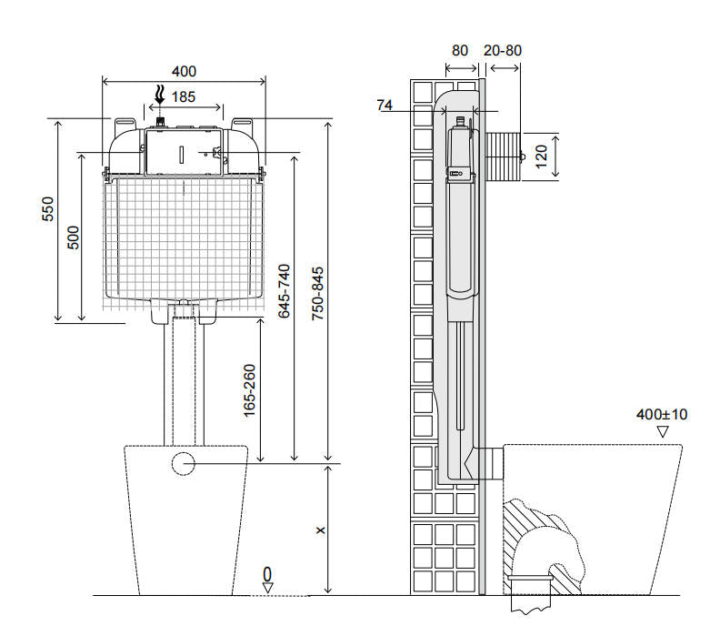 Concealed In-Wall Cistern – Dual Flush 4/6L